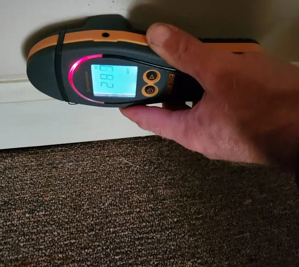 Moisture detection at baseboard during Mold Inspection & Testing in Adams